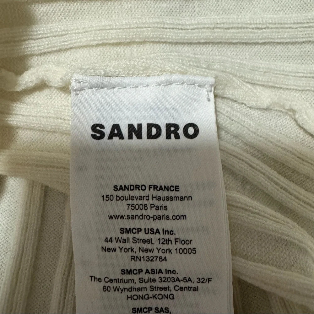 Sandro Knit Sweater With Twisted Neckline Beige Size 3 US Size 8